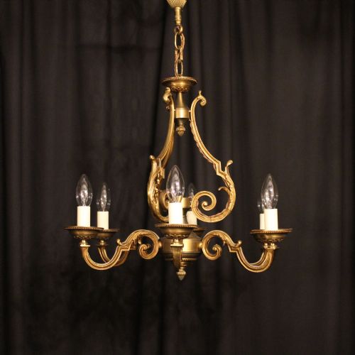 A French Gilded 6 Light Antique Chandelier