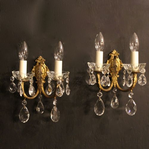 A French Pair of Twin Arm Antique Wall Lights