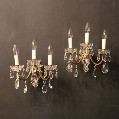 An Italian Pair of Triple Arm Antique Wall Lights