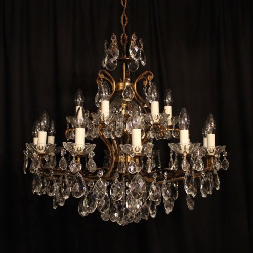 A Large Italian Gilded 19 Light Antique Chandelier