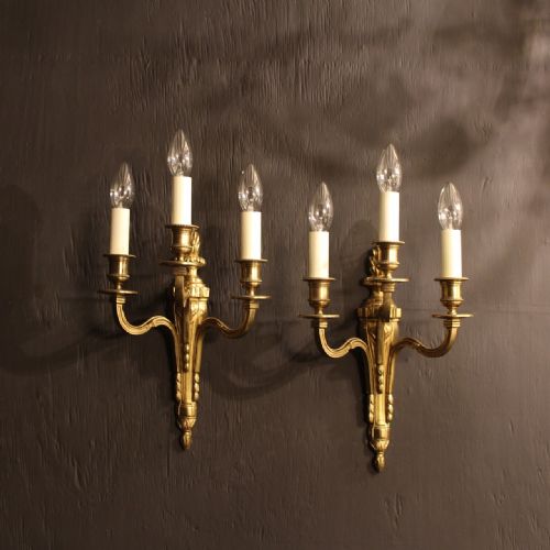 A French Pair of Triple Arm Antique Wall Lights