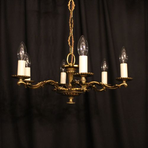 A French Brass 5 Light Antique Chandelier