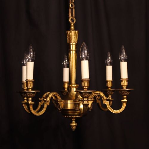 A French Gilded Bronze 6 Light Antique Chandelier