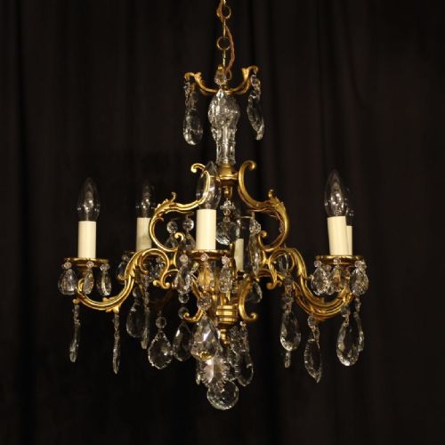 A French Gilded 6 Light Antique Chandelier