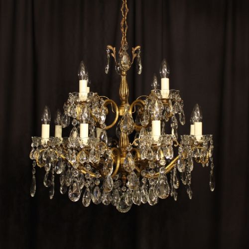 An Italian 12 Light Gilded Antique Chandelier