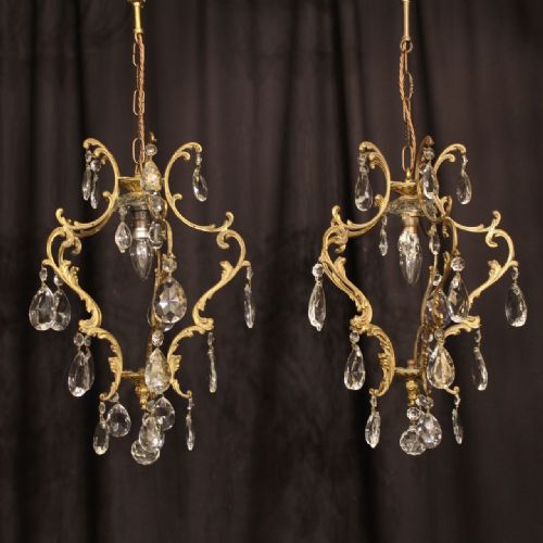 An Italian Pair of Gilded Birdcage Chandeliers