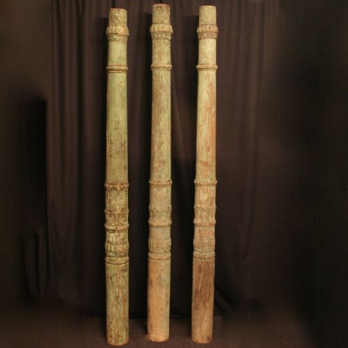 A French Set of 3 Carved Wooden Columns