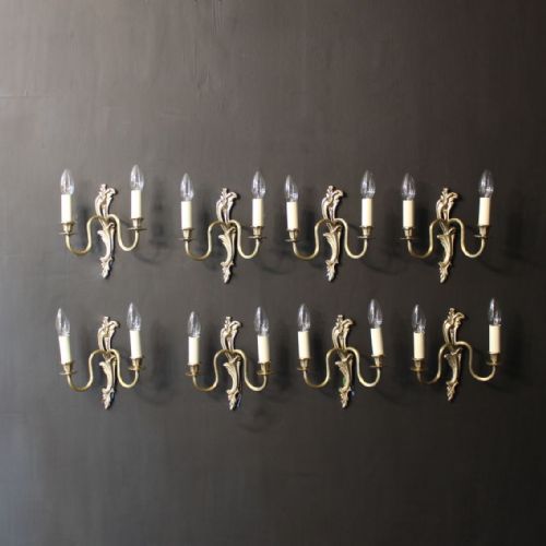 A French Set of 8 Cast Brass Wall Lights