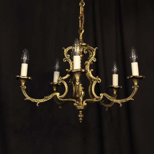 A French Gilded Bronze 5 Light Antique Chandelier