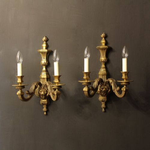 An English Pair of Bronze Antique Wall Lights