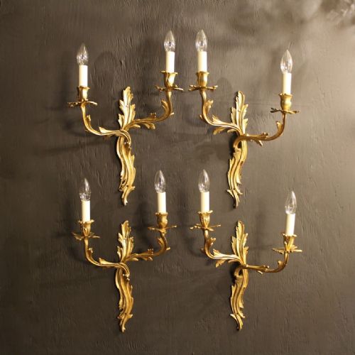 A French Set of 4 Gilded Antique Wall Lights