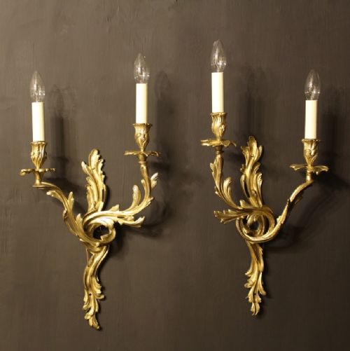 A French Pair of Bronze Antique Wall Sconces