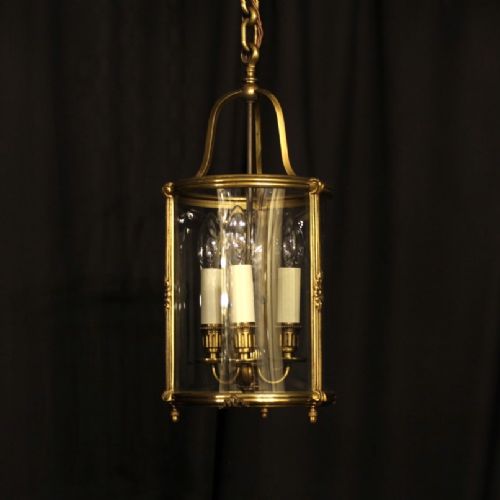A French Gilded Triple Light Antique Lantern