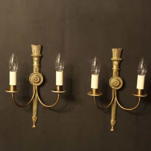 A French Pair of Twin Arm Antique Wall Lights