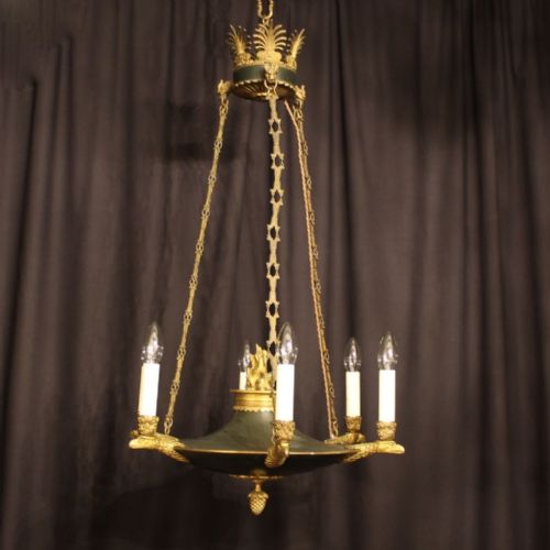 A French Bronze Empire Antique Chandelier