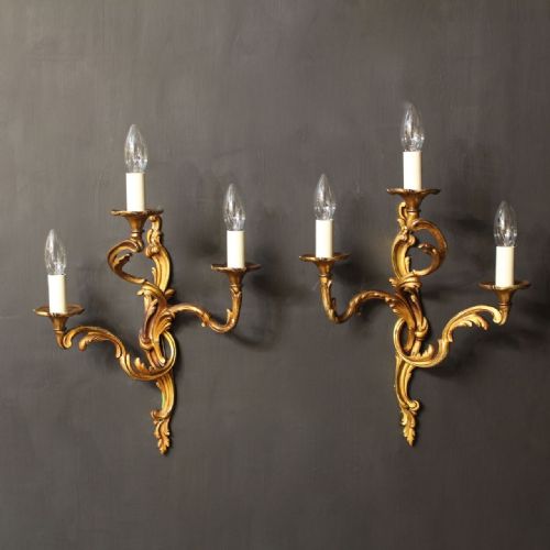 A French Pair of Gilded Antique Wall Lights