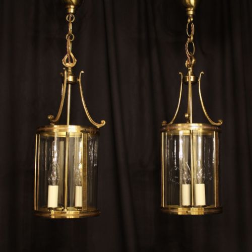 A French Pair of Gilded Antique Hall Lanterns