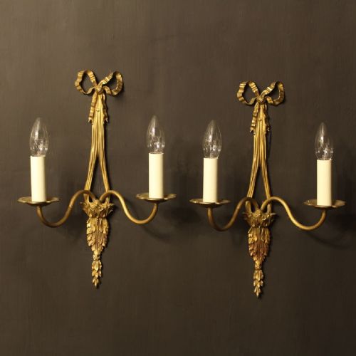A French Pair of Bronze Antique Wall Lights