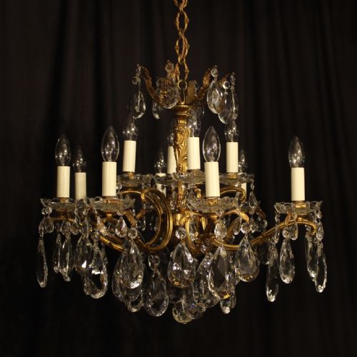An Italian 12 Light Gilded Antique Chandelier