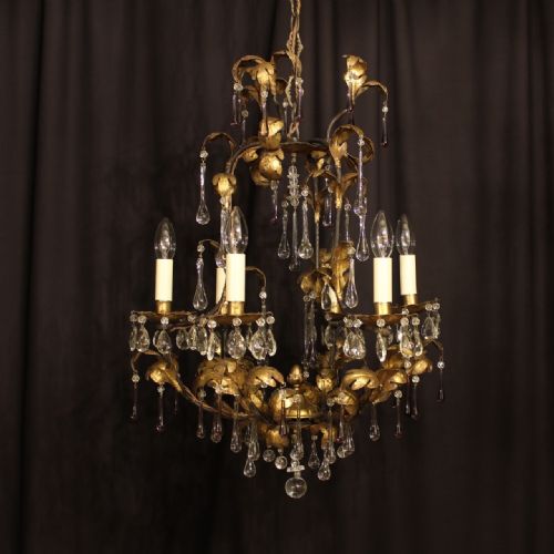 An Italian Florentine Cage 6 Light Antique Chandelier