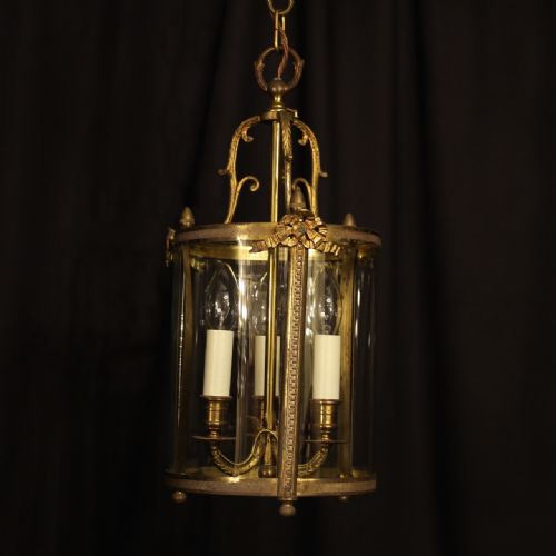 A French Bronze Triple Light Antique Lantern