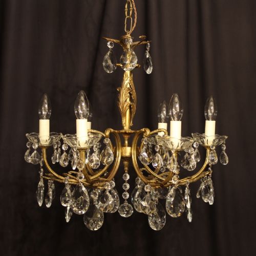 An Italian 6 Light Gilded Antique Chandelier