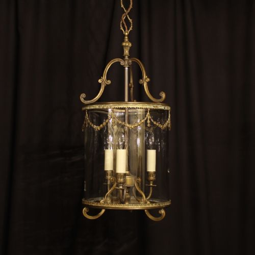 A French Triple Light Convex Antique Lantern