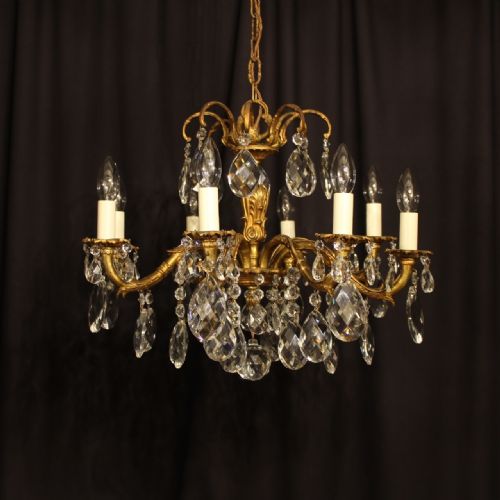 An Italian 8 Light Gilded Antique Chandelier