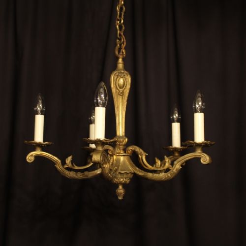A French Bronze 5 Light Antique Chandelier