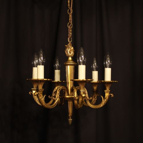A French Bronze 6 Light Antique Chandelier