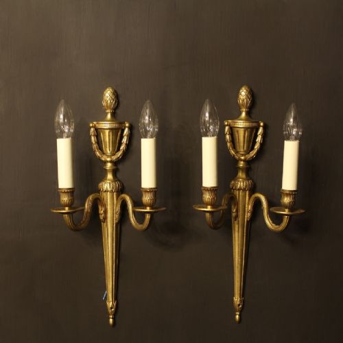 A French Pair of Gilded Antique Wall Lights