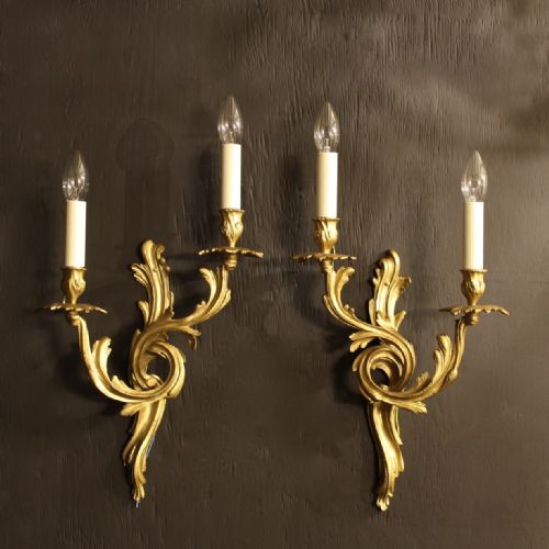 A French Pair of Twin Arm Antique Wall Sconces