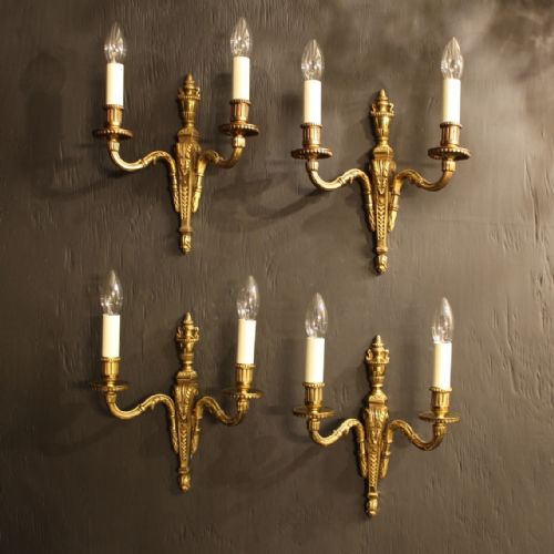 A French Set of 4 Twin Arm Antique Wall Lights