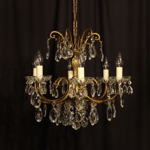 An Italian 6 Light Gilded Antique Chandelier