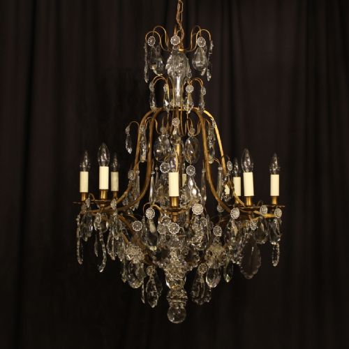 A French 8 Light Crystal Antique Chandelier