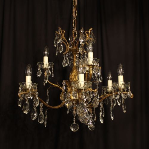 An Italian Gilded 9 Light Antique Chandelier