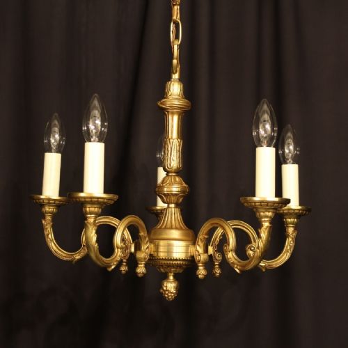 A French Gilded Bronze 5 Light Chandelier