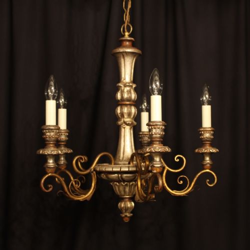 An Italian Silver Polychrome 5 Light Chandelier