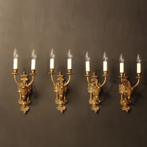 An English Set of 4 Bronze Antique Wall Sconces