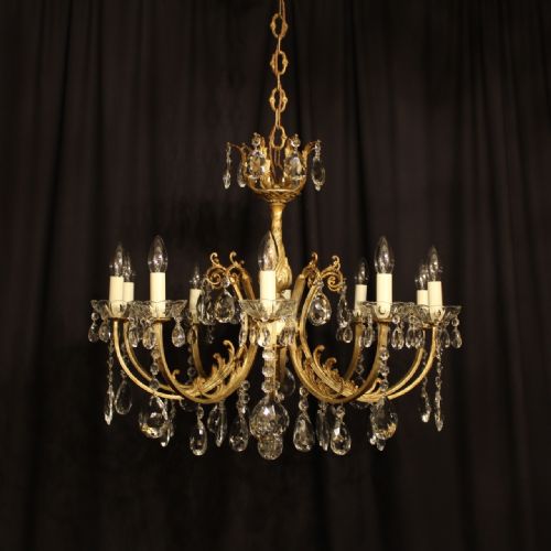 An Italian Silver Gilded 10 Light Antique Chandelier