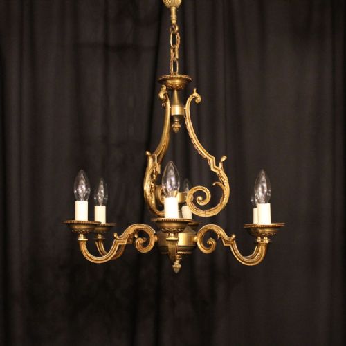 A French Pair of 6 Light Antique Chandeliers