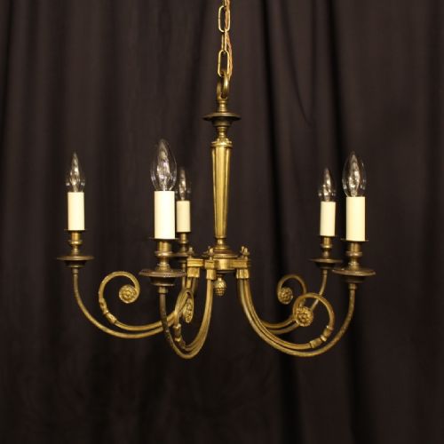 A French Cast Brass 5 Light Antique Chandelier
