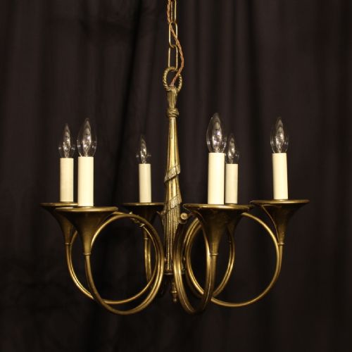 A French Cast Brass 6 Light Antique Chandelier