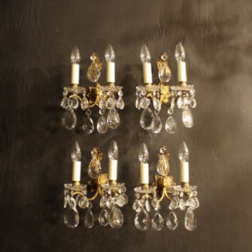 A French Set of 4 Twin Arm Antique Wall Lights