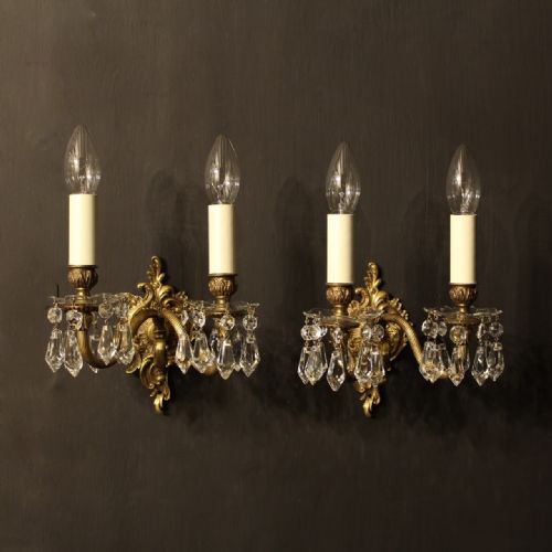 A French Pair of Twin Arm Antique Wall Lights
