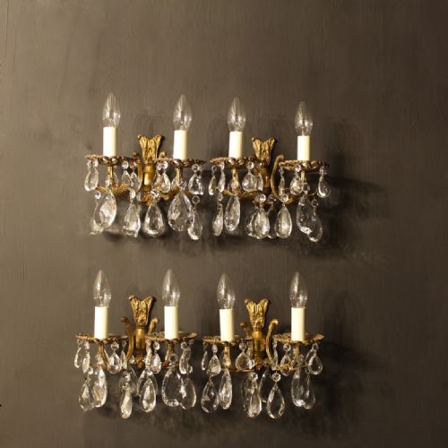 A French Set of 4 Twin Arm Wall Lights