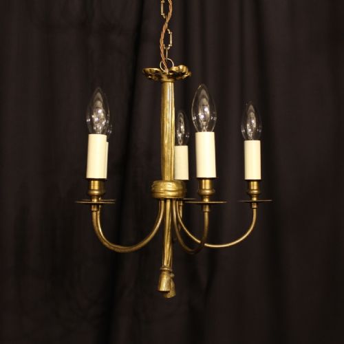 A Small French Rope Gilded 5 Light Chandelier