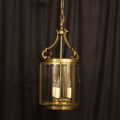 A French Gilded Triple Light Antique Lantern