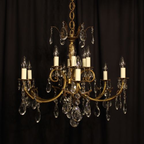 An Italian Gilded 12 Light Antique Chandelier
