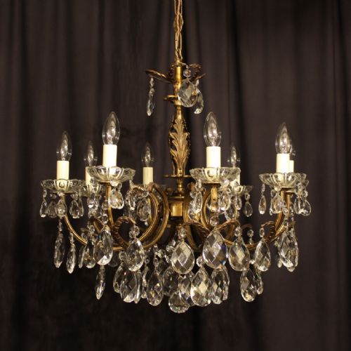 An Italian 8 Light Gilded Antique Chandelier
